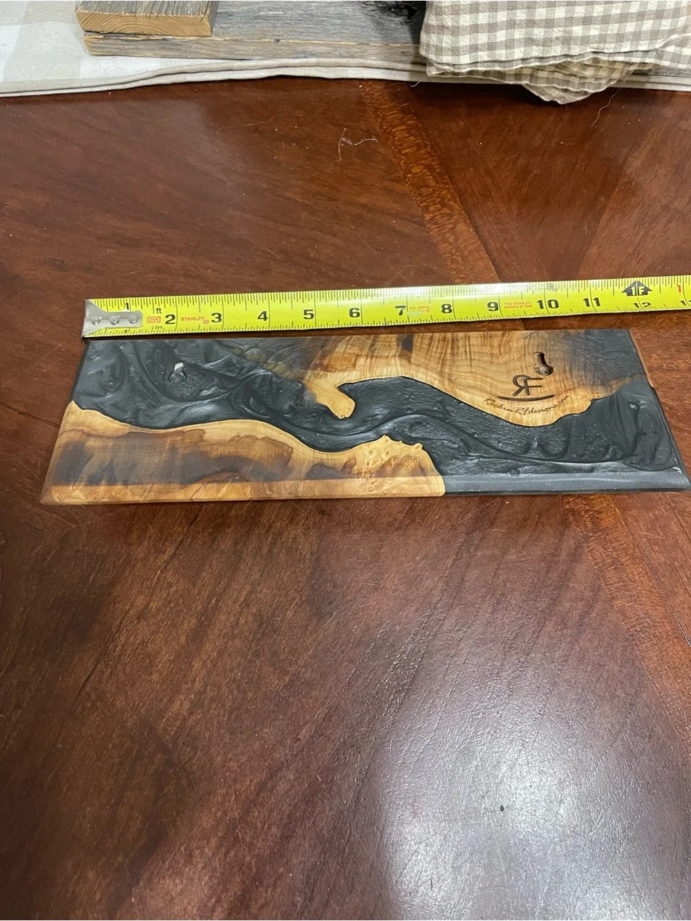 Handmade Olive?  Wood & Epoxy  Rack: Rustic Wall Hook Organizer